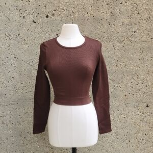 Babaton cropped Brown Long Sleeve Top
